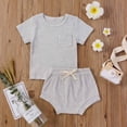 thumbnail image 1 of Conjunto de verano para bebé niño y niña de Herrnalise, camiseta de manga corta lisa, pantalones cortos con cordón, ropa para bebé niño y niña de 0 a 3 años, 1 of 8