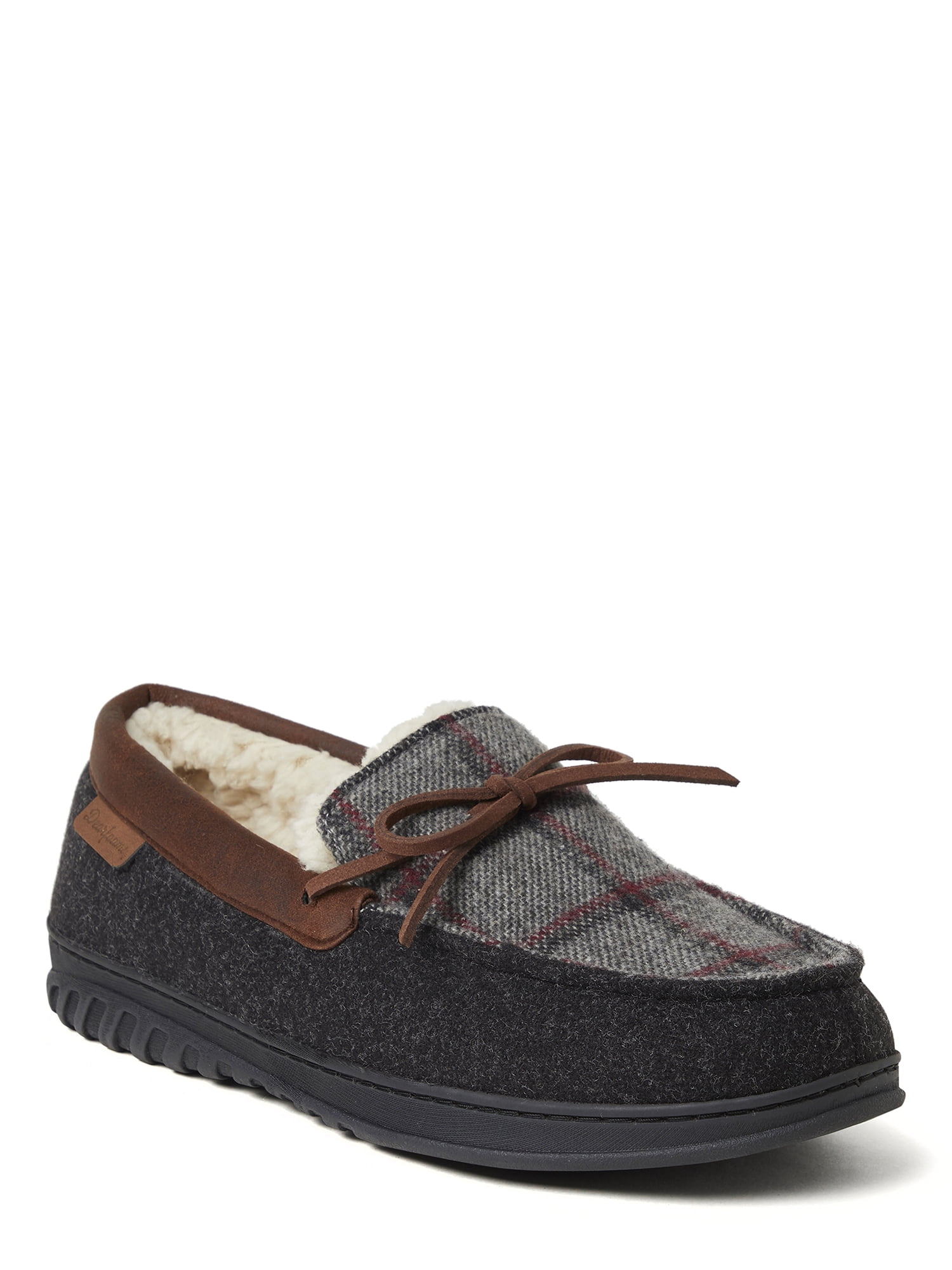 Dearfoams Plaid Moc Tie Slippers with Memory Foam (Men's)
