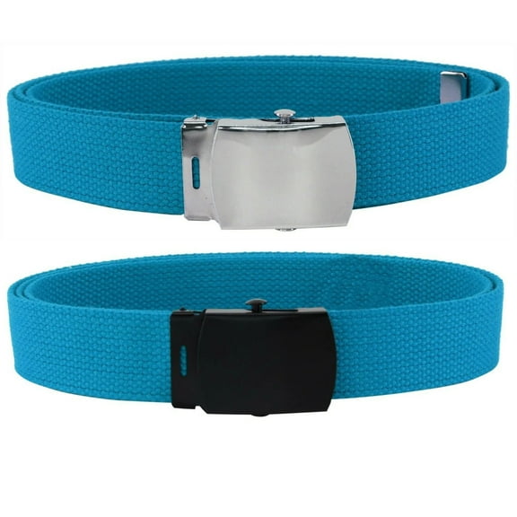 Turquoise Adjustable Canvas Military Web Belt With Metal Buckle 32 to 72