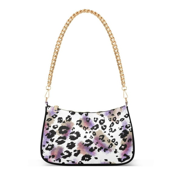 Leopard Print Animal Print Womens Chain Shoulder Bag Tote Handbag Clutch Hobo Purse with Zipper for Travel Casual