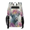 thumbnail image 3 of PVC Transparent Backpacks Clear Backpack for Travel and Outings Highland Cow with Wildflowers, 3 of 7