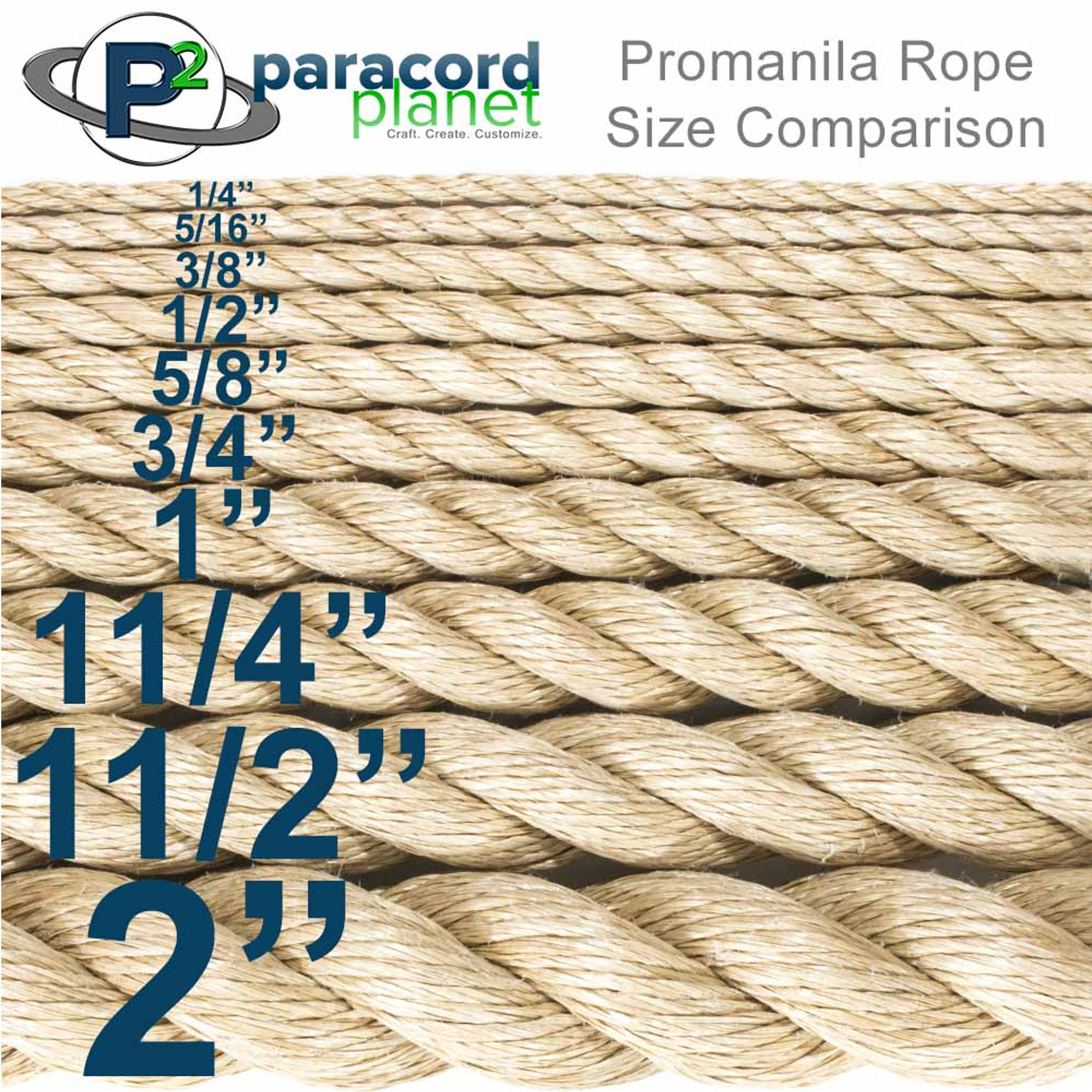 3 Strand Twisted ProManila Polypro Rope - Sizes range from 1/4 Inch - 2 Inch Diameters - 10-600Ft Lengths - image 2 of 2