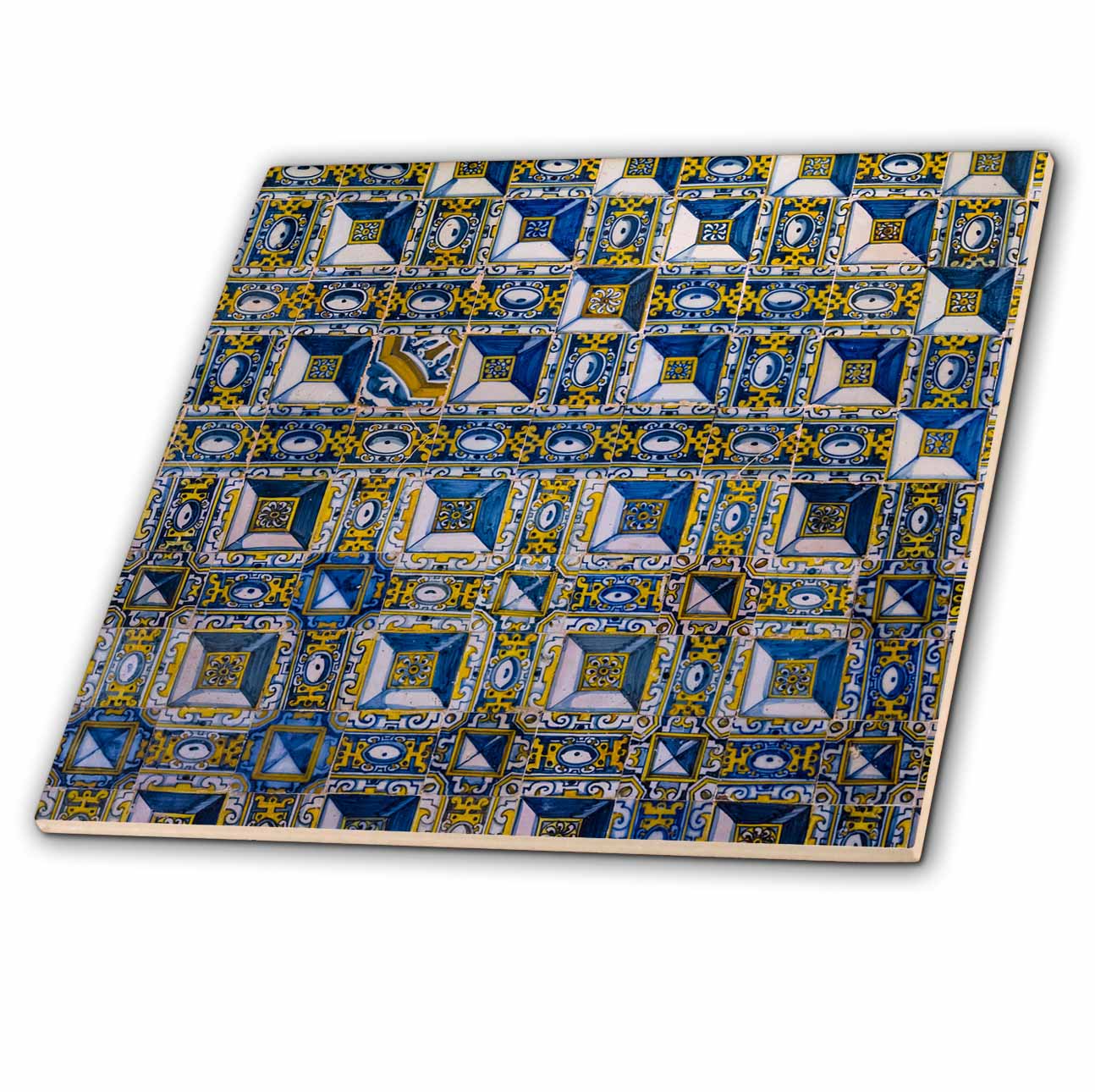 3dRose, Azulejo in the Convent of Christ in Tomar. Portugal, 4 Inch Ceramic Tile