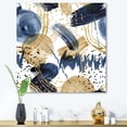 thumbnail image 2 of Designart ' Dark Blue & Golden Textures With Abstract Pattern ' Modern Canvas Wall Art Print, 2 of 4