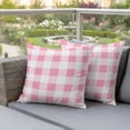 thumbnail image 4 of Spring Geometric Pillow Covers 2 Pack Pink Plaid Pillowcase Waterproof Outdoor Throw Pillow Cover for Patio Garden Square Cushion 20”x20”, 4 of 9