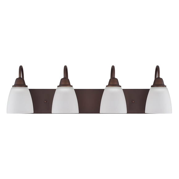 HomePlace Lighting 115141BZ-337 Trenton Traditional Acid Washed Glass Bathroom Vanity Wall Light, 4-Light 400 Total Watts, 9" H x 30" W, Bronze