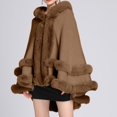 thumbnail image 2 of Women's Hooded Poncho Cape Sleeveless Cardigan Cloak With Trim Fashion Top, 2 of 5
