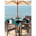 thumbnail image 3 of Outdoor Tablecloth with Umbrella Hole for Patio/Picnic/Party/Camping, Modern Turquoise Grey Waterproof Table Cloth Square Cover Washable, Abstract Geometric Color Blocks (60"x 60"), 3 of 8