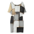thumbnail image 3 of Vinatge Geometric Abstract Art Grey Black Gold Women's Off The Shoulder Ruffles Summer Wedding Guest Loose Casual Party Beach Dress, 3 of 9