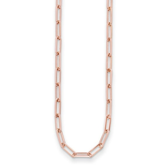 Auriga Fine Jewelry 14K Rose Gold Polished 4 mm Flat Paperclip Link Chain Necklace for Women 18"