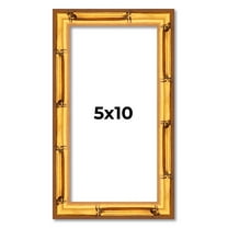 5x10 Frame Gold Bamboo Solid Wood Picture Frame | 1 Inch Moulding Width | Interior Frame Depth 0.75