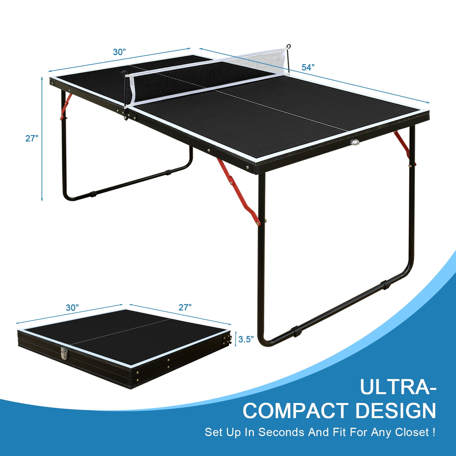 4.5ft Foldable Ping Pong Table Set w/ Net 2 Paddles Indoor Outdoor