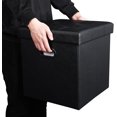 thumbnail image 7 of SONGMICS Folding Storage Ottoman with Hole Handles 15", Faux Leather, Black, 7 of 7
