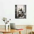 thumbnail image 2 of HENGT Funny Bears Canvas Wall Art Black and White Pictures Farmhouse Bathroom Wall Bear Sitting in Toilet Reading Newspaper Painting for Toilet Bathroom Animals Artwork, 2 of 4