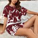 thumbnail image 4 of Balery Christmas Buffalo Plaid Conjunto de Pijama para Mujer con Estampado, Dos Piezas de Manga Corta y Shorts, Ropa de Dormir Suave con Cuello Redondo y Bolsillos-X-Large, 4 of 6