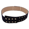 thumbnail image 2 of Women Wide Fashion Belt Midnight Blue Faux Suede Leather Gold Square Buckle S M, 2 of 6