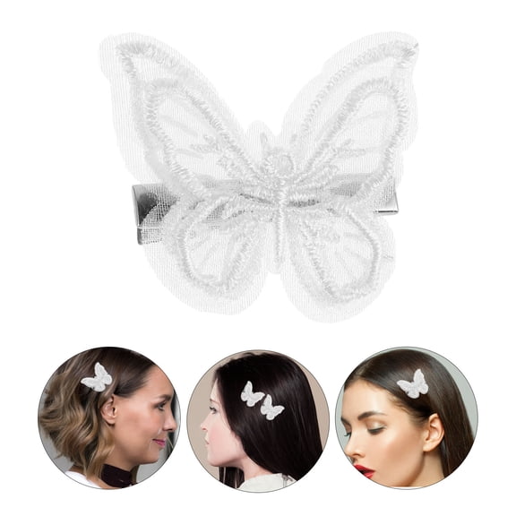 PAMINGONO White Fabric Butterfly Hairpin 5Pcs For Christmas And New Year