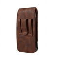 thumbnail image 5 of Vertical Brown Leather Case with belt loops. Compatible with Tracfone BLU View 5 with a thin cover on it, 5 of 7
