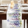 thumbnail image 3 of Table Runners 108 Inches Long Dress Scarves, Purple Spring Floral Farmhouse Coffee/Dining/Kitchen Table Runner for Living Room, Weeping Watercolor Botanical Butterfly 13x108 Inch, 3 of 9
