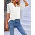 thumbnail image 3 of Women's elegant long sleeve V-neck plain basic tops, 3 of 4