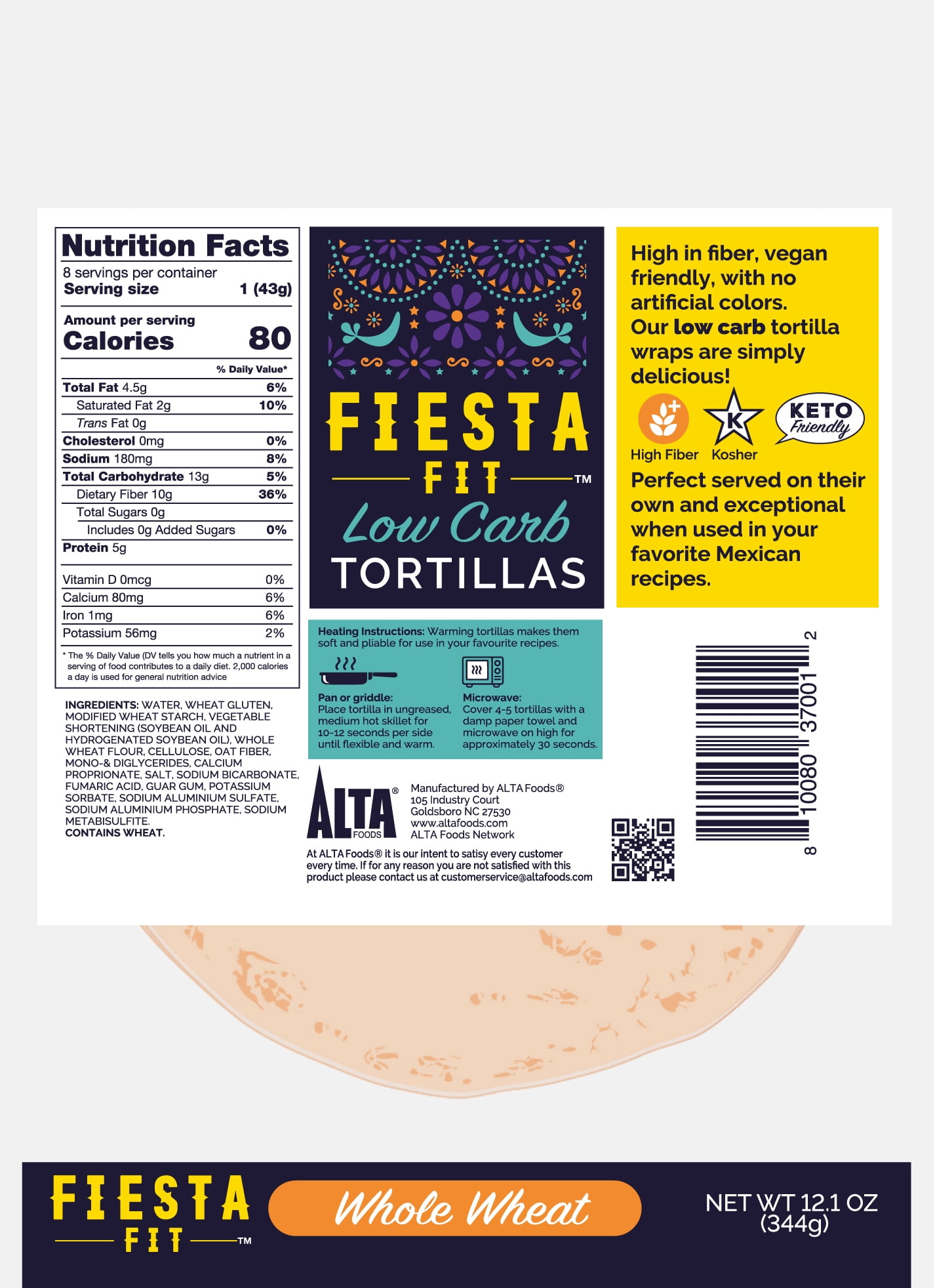 Fiesta Fit Low Carb Wraps Whole Wheat Flavor
