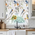thumbnail image 3 of Swag Valance Curtains for Windows, Tree Bird Light Filtering Kitchen Curtains with Rod Pocket, Spring Watercolor Leaf Branch Watercolor Window Treatment Valances for Living Room, 36x45 - 2 PCS, 3 of 9
