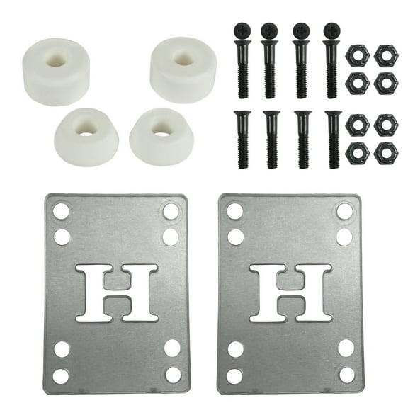 Skateboard Bushings Med 95 with Clear Riser Pads and 1" Phillips Hardware