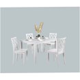 thumbnail image 2 of White 5-Piece Dining Set with Diamond Pattern Chairs, Rubber Wood Table and Chairs for Dining Room, 2 of 9