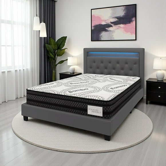 Matelas Hybride à Plusieurs Couches Perfect Tout Neuf / Matelas de Fermeté Moyenne avec Mousse Mémoire Gel / Ressorts Ensachés et Housse Antimicrobienne / Soulagement de la Pression et Soutien Spinal / Signal