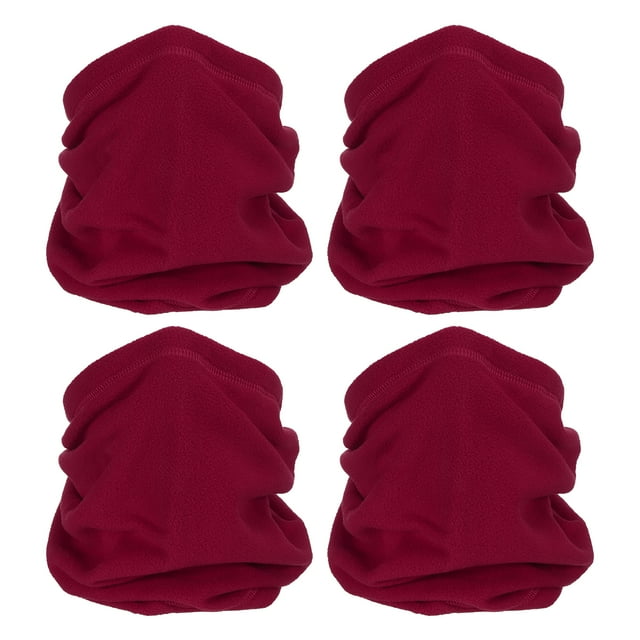 Unique Bargains Winter Neck Warmer, 4 Pack Drawstring Warm Face Scarf Windproof Neck Gaiter, Wine Red
