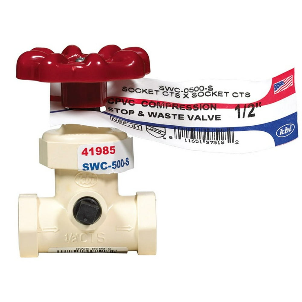 KBI SWC500S Compression CPVC Stop Waste Valve, 1/2"