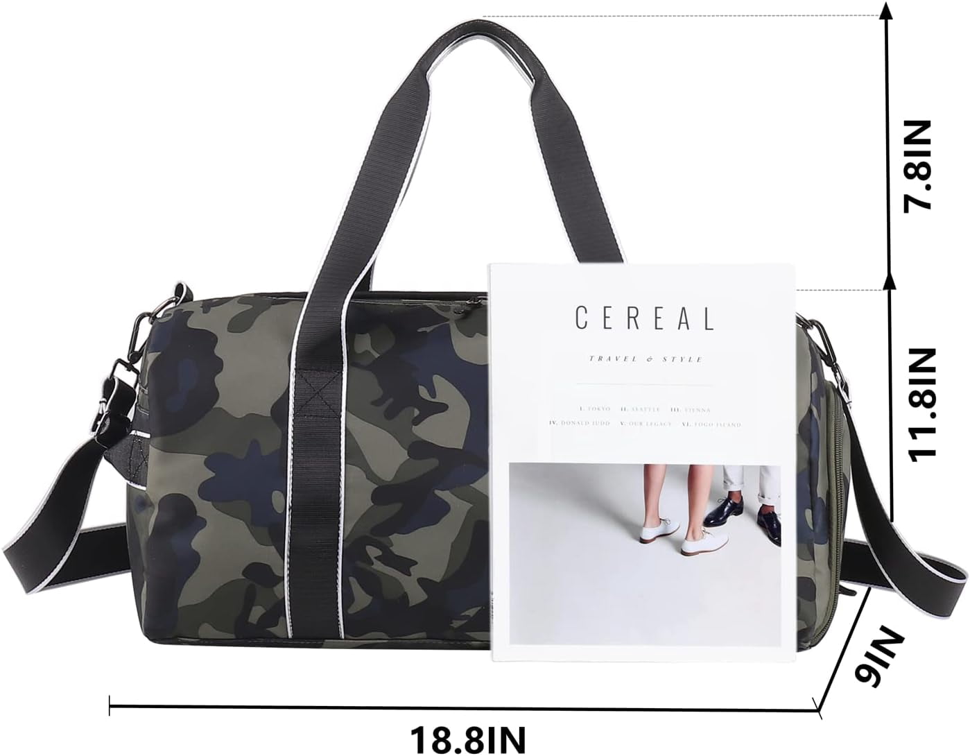 Kids Overnight Duffle Bag Girls Boys Sports Gym Bag with Shoe Compartment Wet Pocket Camouflage travel bag (ArmyGreen)