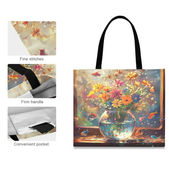 Canvas Tote Bag for Women Girls Design Print Colorful Reflections Tote