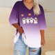 thumbnail image 1 of Heisall Womens T-shirts Halloween Print V-Neck 3/4 Sleeve Loose Plus Size Casual Fashion Daily Wear Tops, 1 of 4
