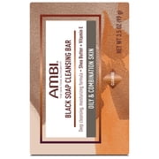Ambi Black Soap Cleansing Bar, Deep Cleansing, Moisturizing Formula with Shea Butter + Vitamin E for Oily & Combination Skin, 3.5 OZ