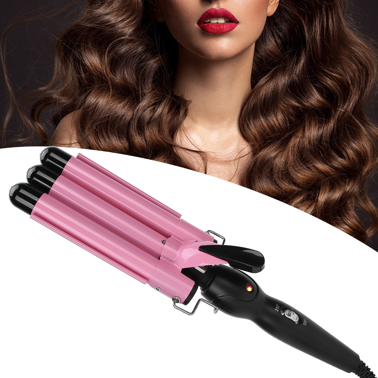Spptty Electric Hair Waver 3 Barrel Curling Iron Wand Adjustable Hair Curler Waver Crimper Hair Styling Tool 110V 240V Hair Curling Iron Wand
