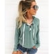 thumbnail image 2 of Sudadera con capucha para mujer Sudadera con capucha y cuello en V Suéter con tirantes de manga larga, S, verde gris Scienceny  AP000968-02, 2 of 7