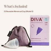 كأس Diva - كأس سيليكون من الدرجة الطبية للعناية بالفترة - كأس الحيض القابل لإعادة الاستخدام - ما يصل إلى 12 ساعة من التآكل المستمر - الطراز 2 (للقنوات المهبلية الواسعة وما بعد الولادة و & الأعمار 35+)