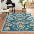 thumbnail image 5 of 5' X 8' Turkish Blue Yellow Pink And Light Gray Floral Stain Resistant Indoor Outdoor Area Rug, 5 of 10