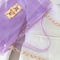 thumbnail image 2 of Bolsas De Hombro Bolso de mensajero transparente de verano a la moda, Bolso con solapa de Color sólido con cadena de vacaciones para mujer, 2 of 5