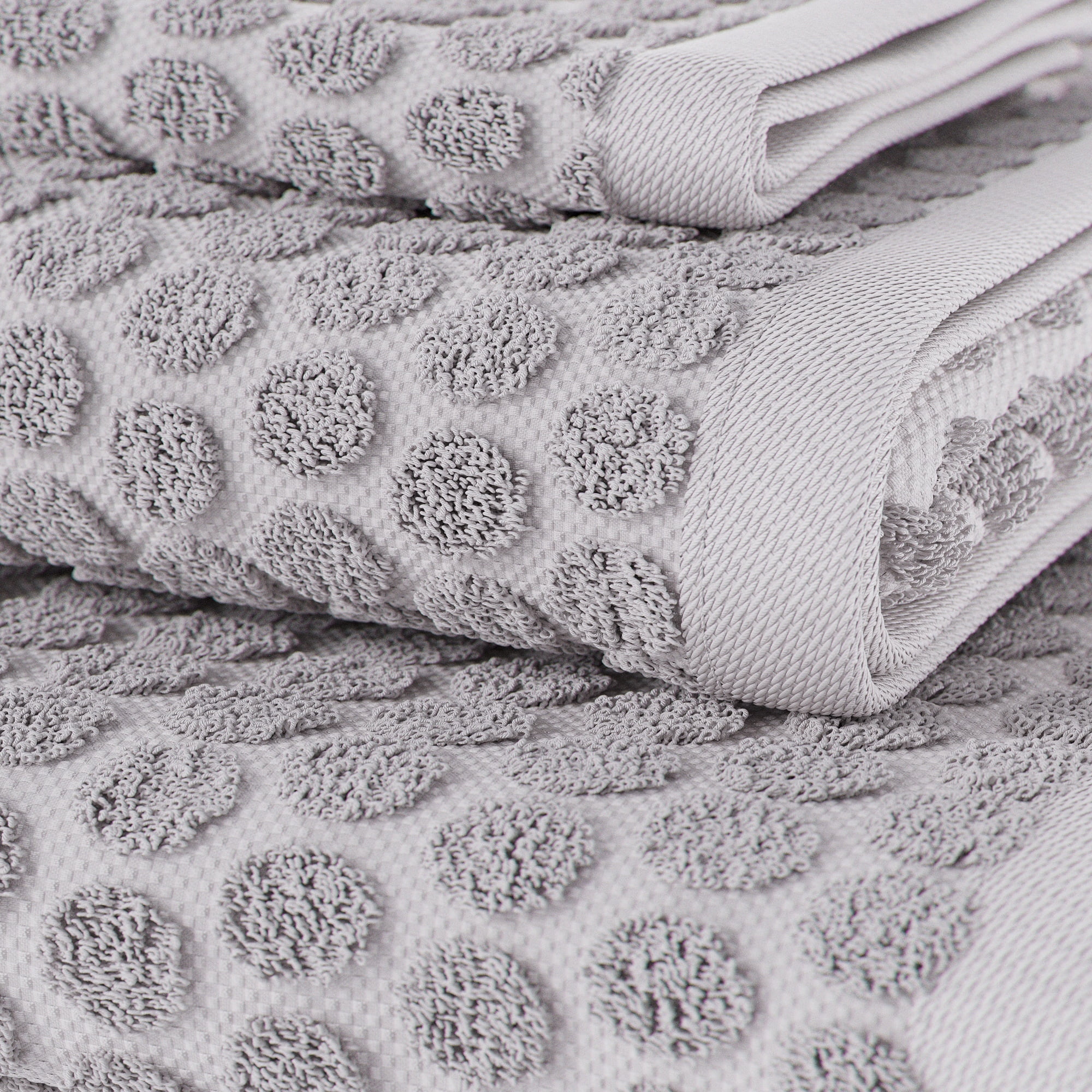 Beautiful by Drew Barrymore 6-Piece Dot Bath Towel Set, Soft 100% Cotton, Porcini Taupe
