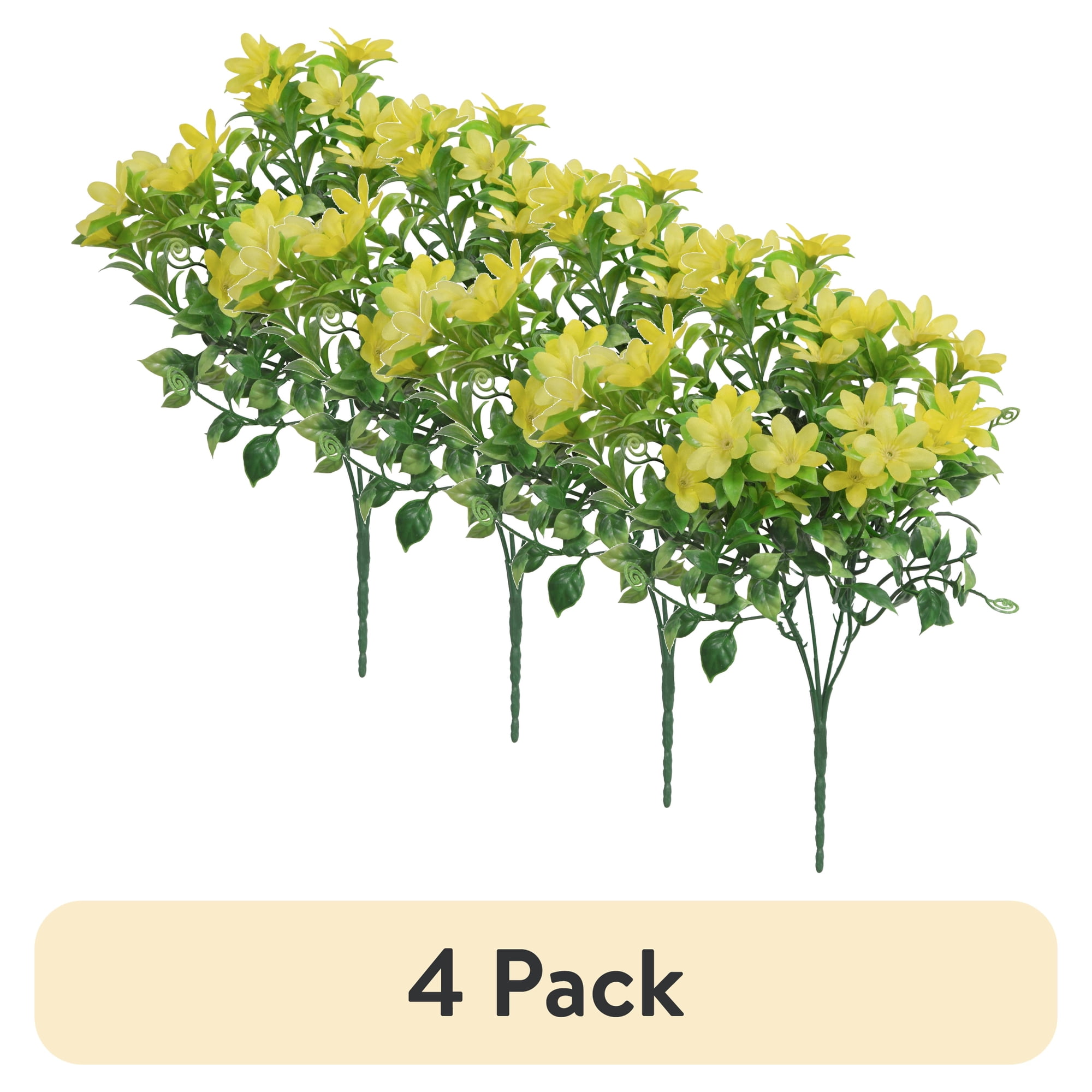 (4 pack) Mainstays 13 in Yellow Artificial Mini Flower Pick, Indoor Use