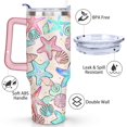 thumbnail image 3 of 40oz Cute Colorful Starfish Stainless Steel Flip Straw Tumbler Spill Proof Travel Cup Double Wall Vacuum Insulated Coffee Mug with Top Handle, 3 of 6
