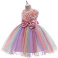 thumbnail image 4 of Odeerbi Clearance Toddler Girls Color Net Yarn Bowknot Birthday Party Flowers Gown Kids Dresses, 4 of 5