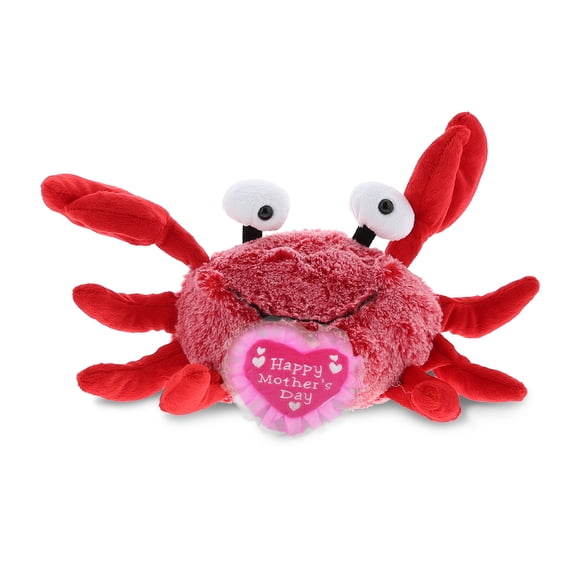DolliBu Happy Mother's Day Super Soft Plush Red Crab - Cute Stuffed Animal Present With Pink Heart Message for Best Mommy, Grandma, Wife, Daughter - Cute Sea Life Plush Toy Gift - 12" Inches