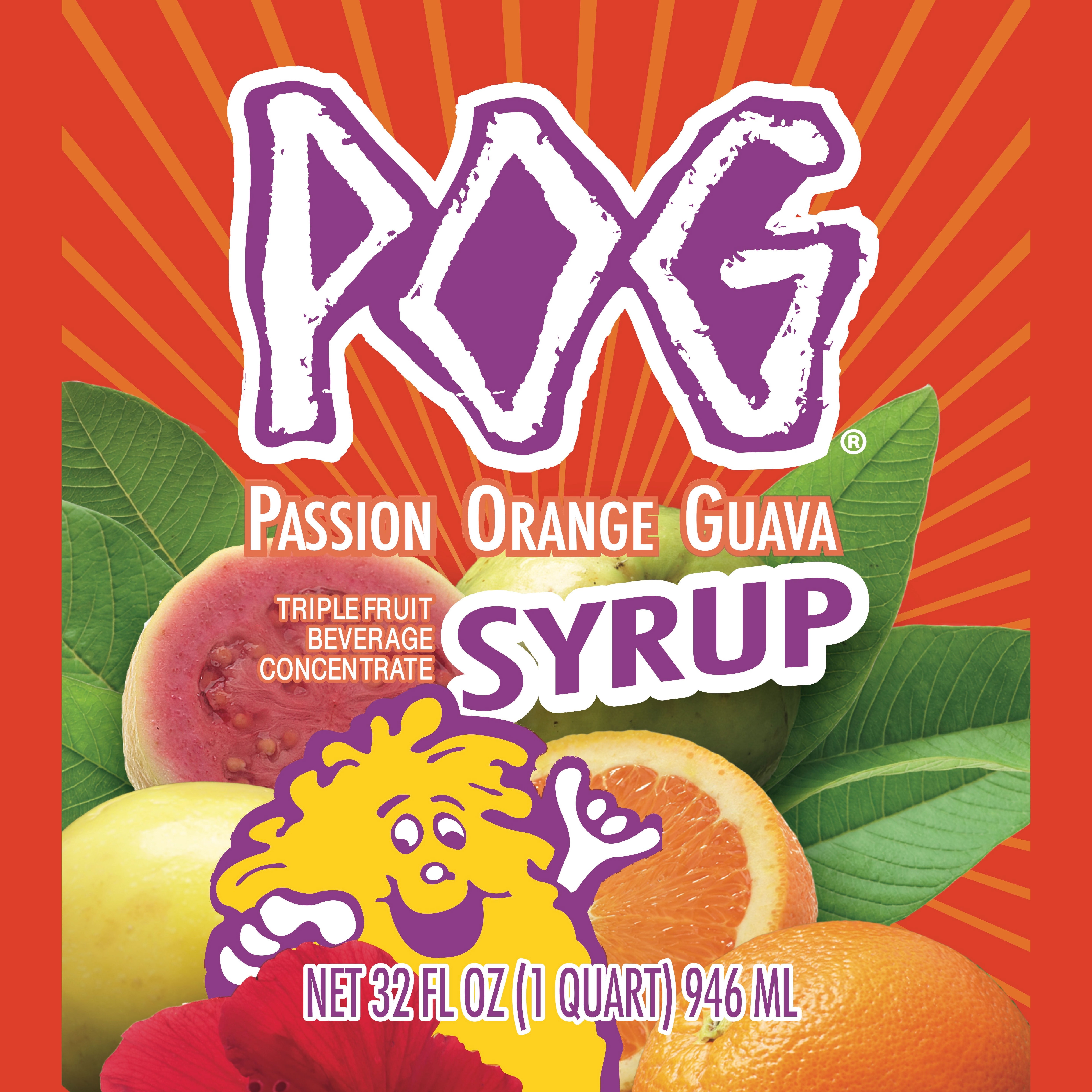 Aloha Gluten-Free POG Passion Orange Guava Syrup, Bottle, 32 fl oz