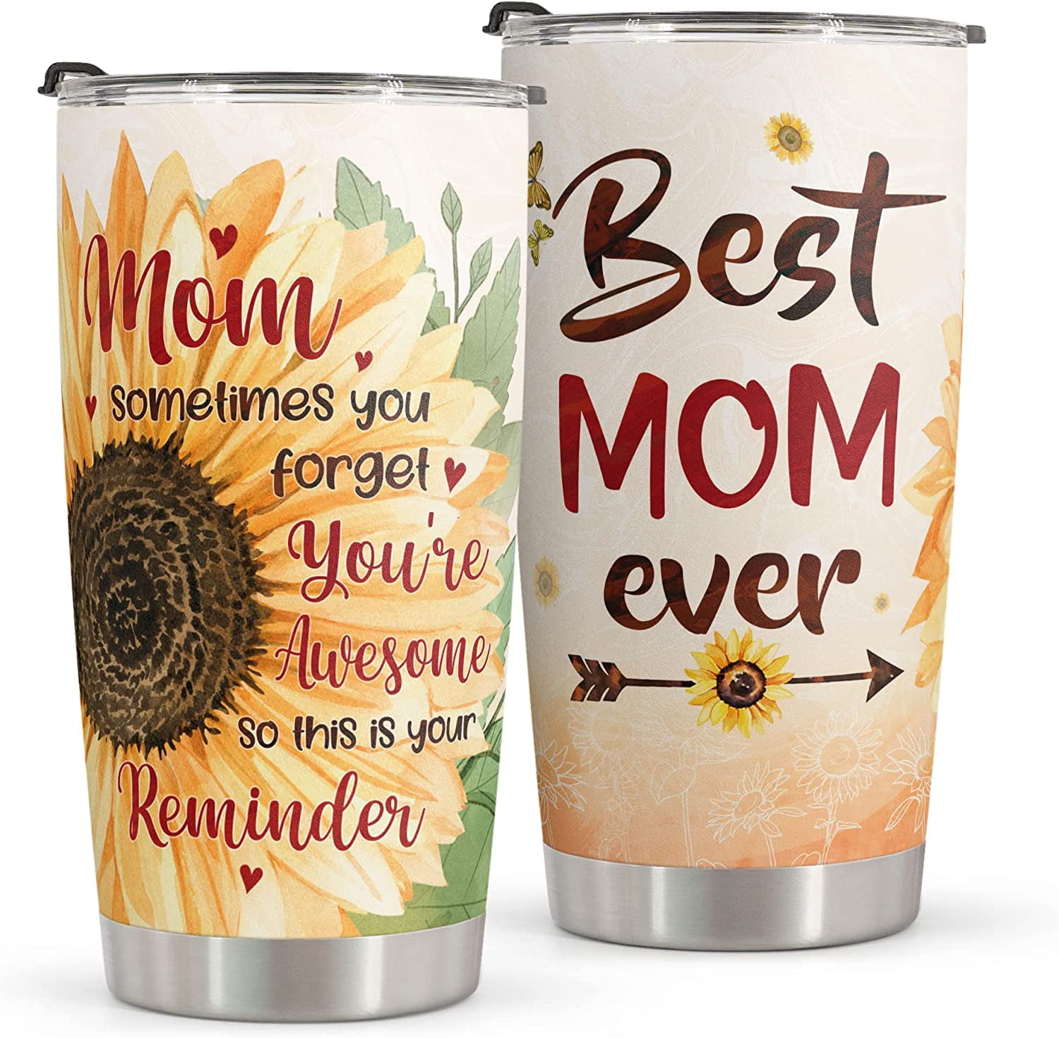Ocbrwju Mom Tumbler with Straw and Lid, Stainless Steel 20oz Tumbler for Mama Birthday Mother's Day Christmas Gifts from Daughter Son