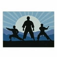 thumbnail image 1 of Kung Fu Cutting Board, Karate Men Silhouettes on Sun Rays Mountains, Decorative Tempered Glass Cutting and Serving Board, in 3 Sizes, by Ambesonne, 1 of 2