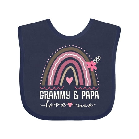 

Inktastic Grammy and Papa Love Me Rainbow Gift Baby Girl Bib