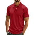 thumbnail image 5 of COSFO Big and Tall Polo Shirts for Men Short Sleeve Red Ribbed Knit Casual Shirts Golf Pullover Collared Business Classic Fit Tops, 5 of 5